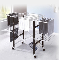 Double-layer multifunctional simple folding floor drying rack practical ABS stainless steel drying hanger