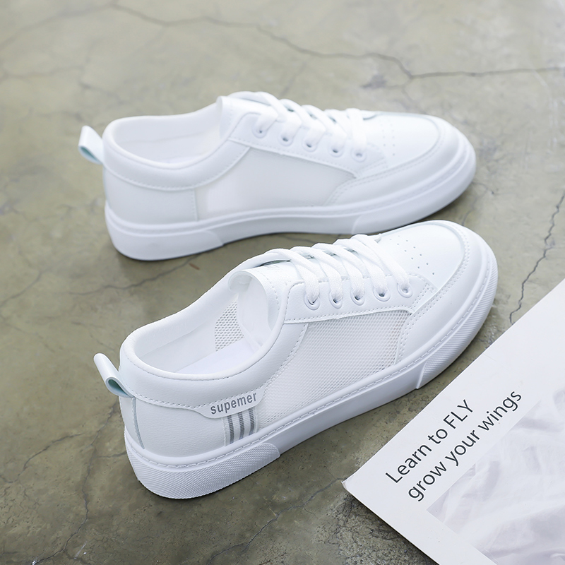 Mesh white shoes women's 2022 summer new Korean version all-match board shoes popular trendy shoes flat sports shoes