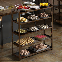 Kitchen Exofood Pint Shelf Hotel Commercial Pendulum Vegetable Dish Solid Wood Shelving Shelf Multilayer Firepan Shop Special