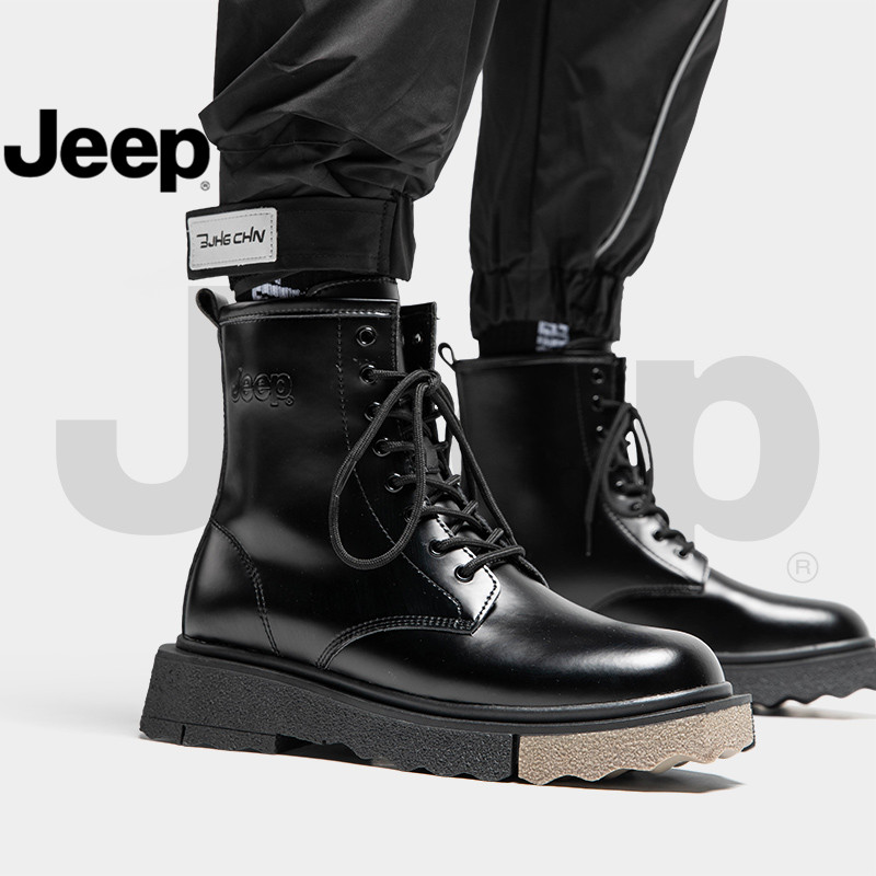 jeep gip jeep Martin boots man fall new genuine leather high cylinder shoes Inren wind black winter middle cylinder tooling boots