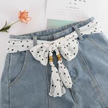 Printed wear-resistant trendy mens pants waist belt womens cloth strip wild black belt ribbon middle-aged black old girl free cotton