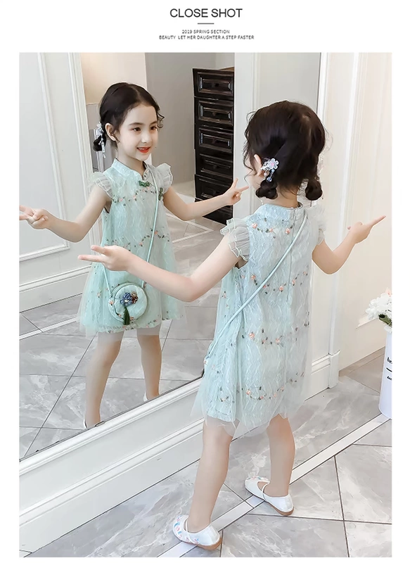 Váy cô gái mùa hè váy Hanfu siêu cổ tích 2020 phong cách nước ngoài váy trẻ em cô gái nhỏ công chúa váy sườn xám phong cách Trung Quốc - Váy