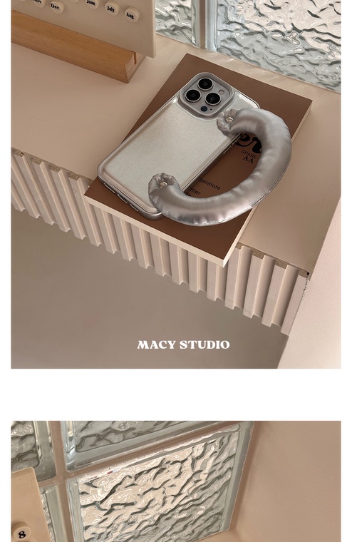 MACY Metallic Silver Handle iPhone Minimalist Stand Wrist strap iPhone Case for iPhone 13 - 17 - view 16