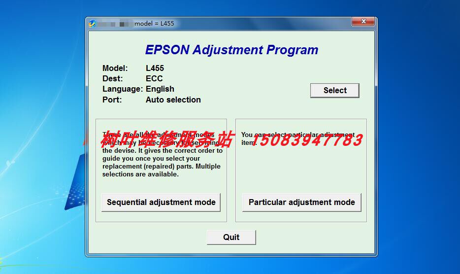 EPSON L455 waste ink counter full reset adjustment program fault code reading unlimited version