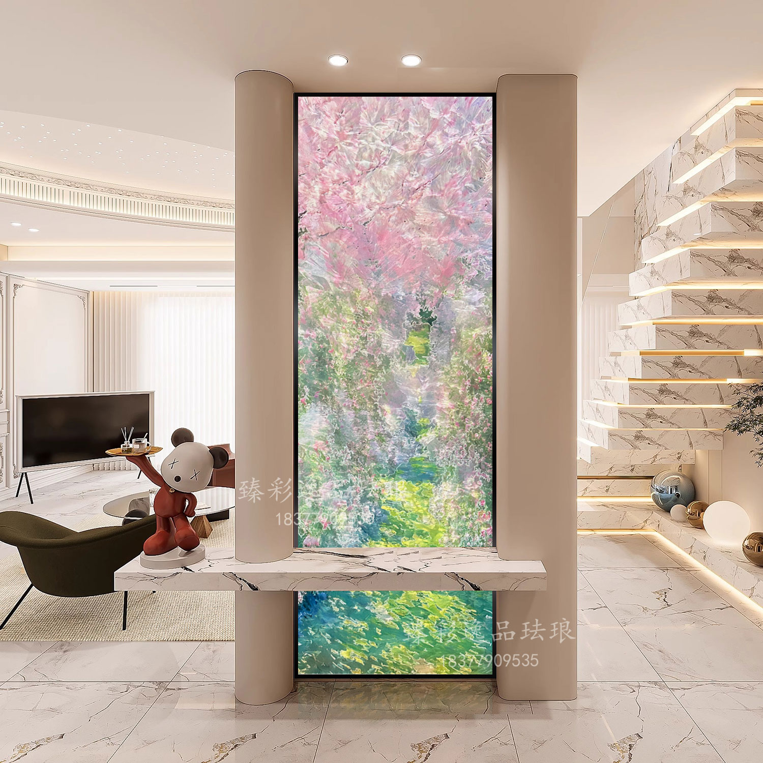 モダンでシンプルな手作りの七宝焼きエナメルアートガラスの玄関絵画リビングルームのスクリーンパーティションベッドルームブロック