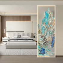 High-end villa custom-made hand-made filigree enamel light luxury art glass screen partition wall living room lamp with entrance