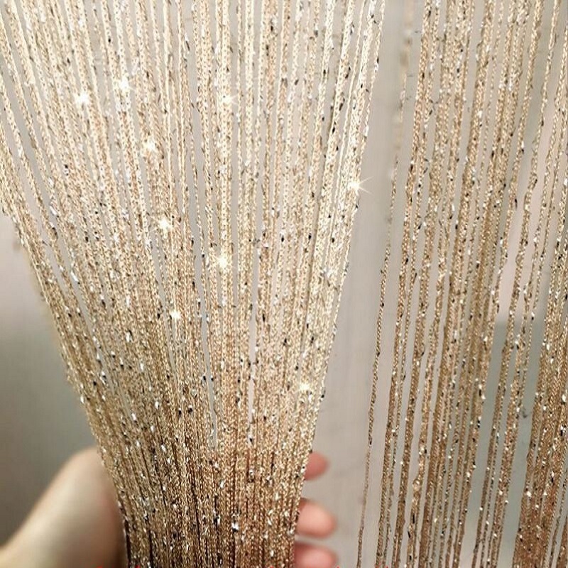 Trendy Tassel Door Curtain Partition Screen Hanging Bead Curtain Bedroom Korean-Style Princess Decoration Room Door Curtain for Kitchen Use