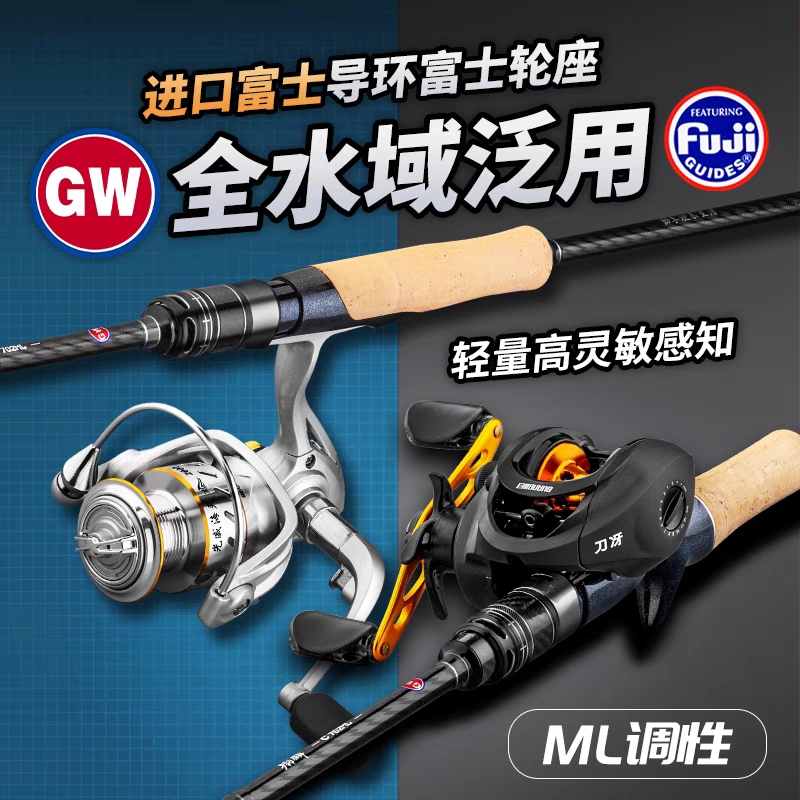 Guangwei Luya ロッドセット フルセット ML 調節可能なウォータードロップホイール パン用ロッド Luya ロッド スピニングホイール 長距離キャスティングロッド アップターンロッド