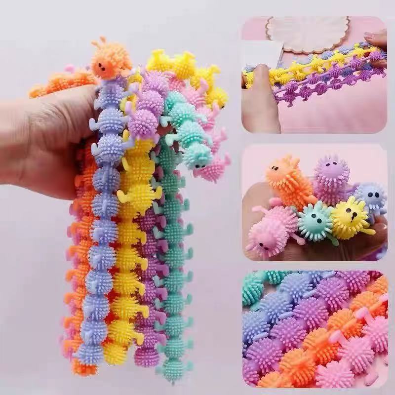 Caterpillar Stretchy Bracelet Dinosaur Unicorn Tpr Quirky Stretchy Soft Rubber Stress Relief Toy