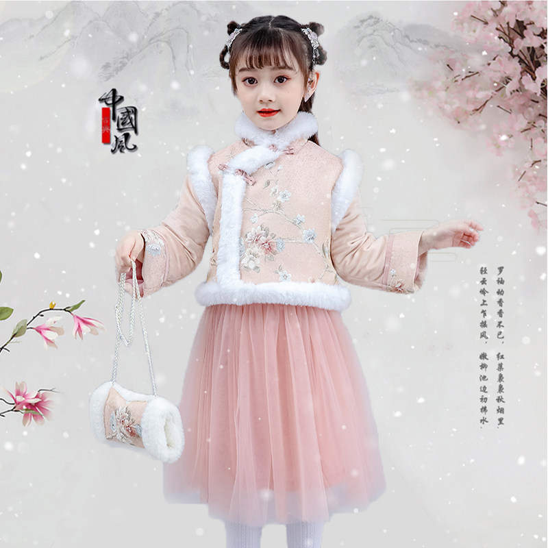 Girl's Han clothes foreign dress winter dress new children's qipao to serve baby performance clothes gushed two style suits
