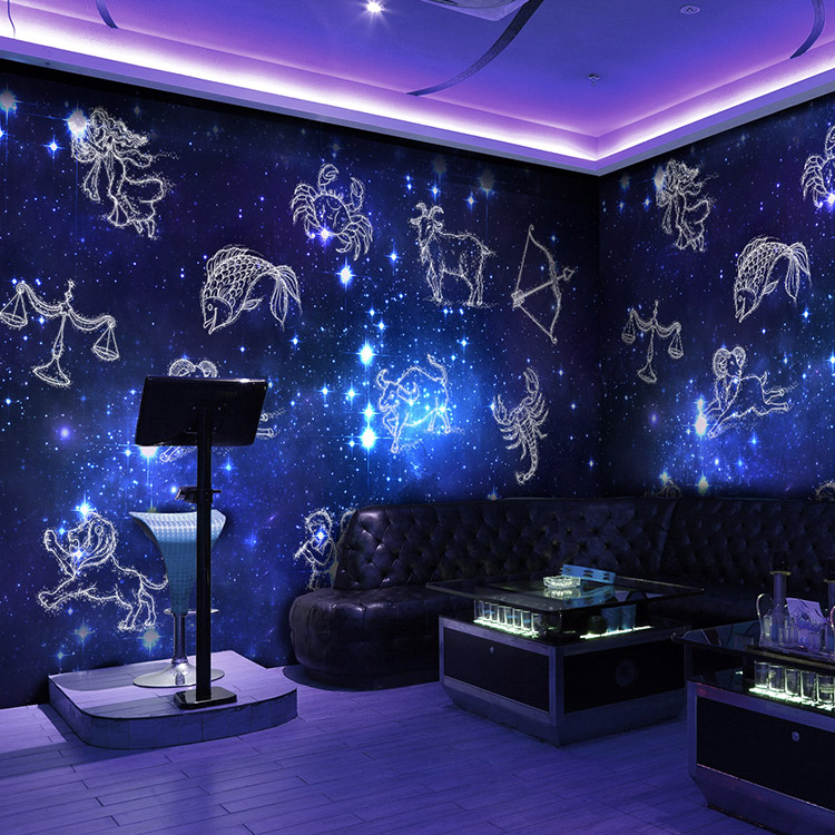Bamboo and wood fiberboard starry sky space universe 3D ceiling theme wall panel KTV hotel Galaxy high light painting