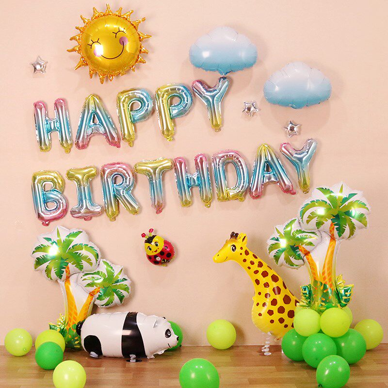 Baby's anniversary boy and girl's birthday happy party decoration background wall balloon package festival
