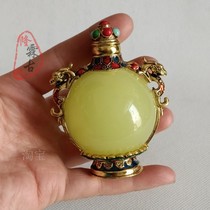 Antique Luminous Double Dragon Snuff Bottle Classical Characteristic Crafts Decorative Ornaments Nostalgic Antique Copper Snuff Bottle Collection