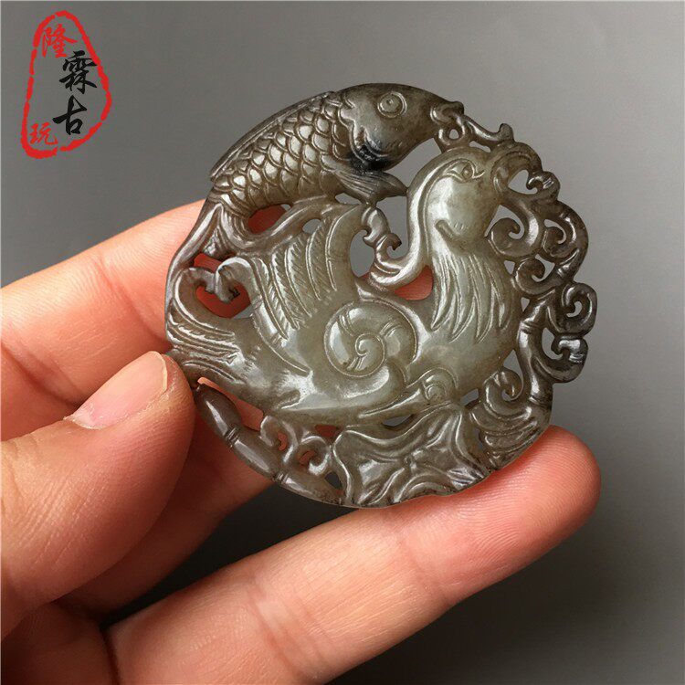 Украшения на шею 天然正品岫玉做旧抓住机遇吊坠复古老玉把件古玩饰品玉坠挂件车挂