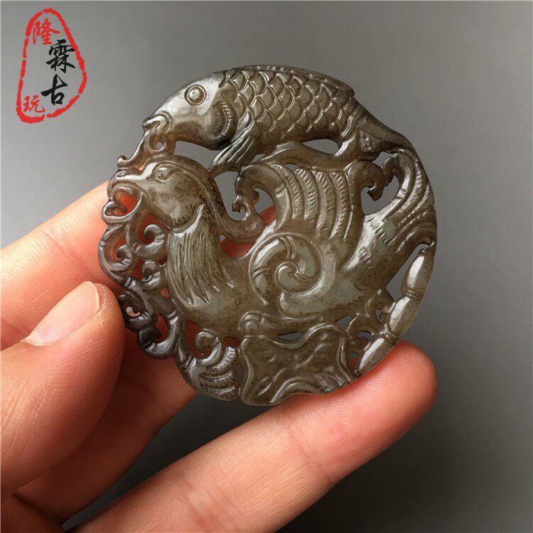 Украшения на шею 天然正品岫玉做旧抓住机遇吊坠复古老玉把件古玩饰品玉坠挂件车挂