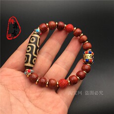 Украшения на руку 天然牦牛骨手链朱砂九眼天珠复古玛瑙尼泊尔藏式手工佛珠男女手串