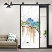 Barn door Nordic carved door personality pattern kitchen sliding door aluminum alloy glass door toilet sliding door custom