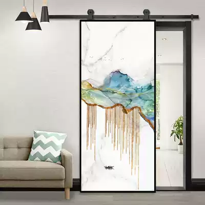 Barn door Nordic carved door personality pattern kitchen sliding door aluminum alloy glass door dressing room custom room sliding door