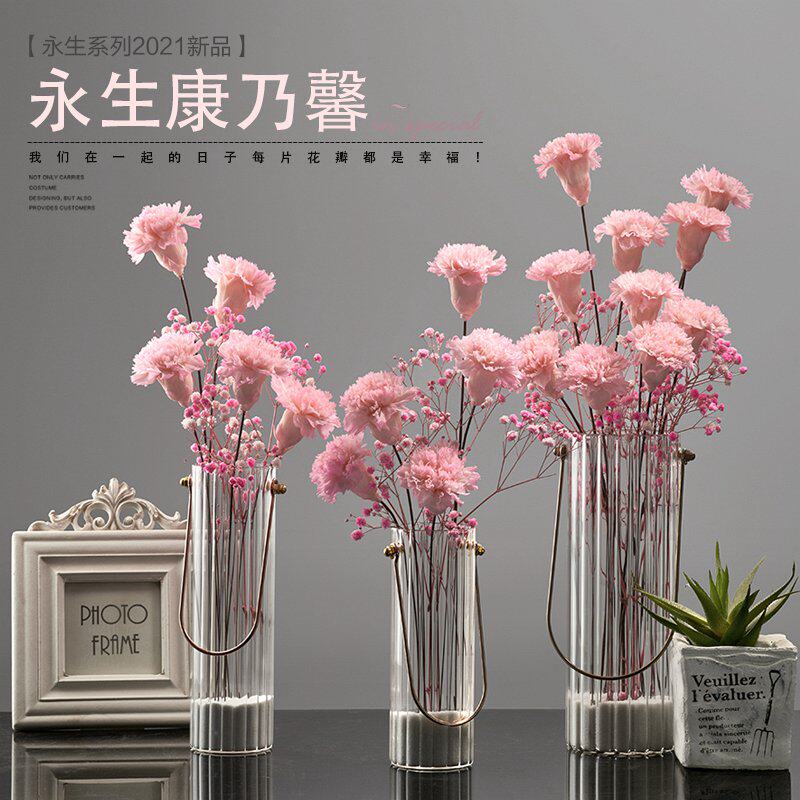 Carnations Evergreen Flowers Bouquet Air-dried Flowers Genuine Flowers Decoration Furnishing Pieces Natural Mother's Festival Send Mom Birthday Christmas Birthday