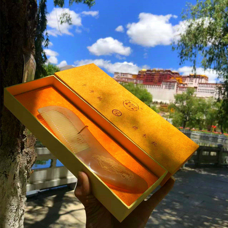 Tibet special purchase plateau yak horn comb scraping dual-use engraved Potala Palace pattern pure natural products