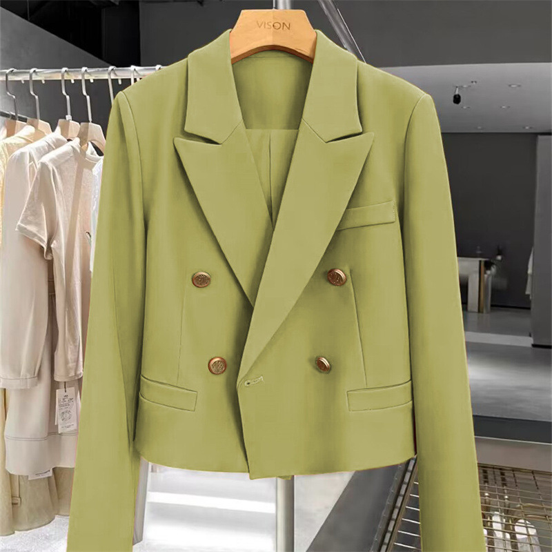 Foreign Trade Cross-Border Blazer for Women 2026 Autumn New Style Avocado Color Trendy Short Casual Suit for Petite Women