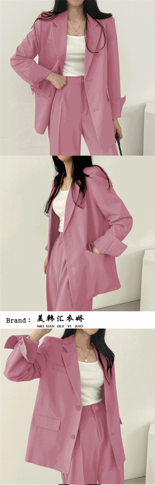 Трансграничная торговля, розовый пиджак классического кроя, осенний дизайнерский комплект, тренд сезона              