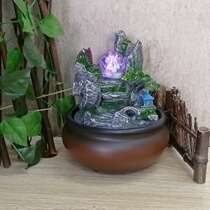 Chinese style lucky mountain rockery feng shui wheel running water fountain ornaments home decorations porch desktop furnishings living room Zhaocai