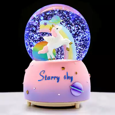 Crystal ball Transparent ball Fantasy Unicorn music box Friends and girlfriends birthday gift rotating music box Children