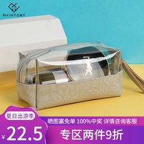 phintory cosmetic bag portable small girl heart ins simple transparent three-dimensional texture stitching makeup bag