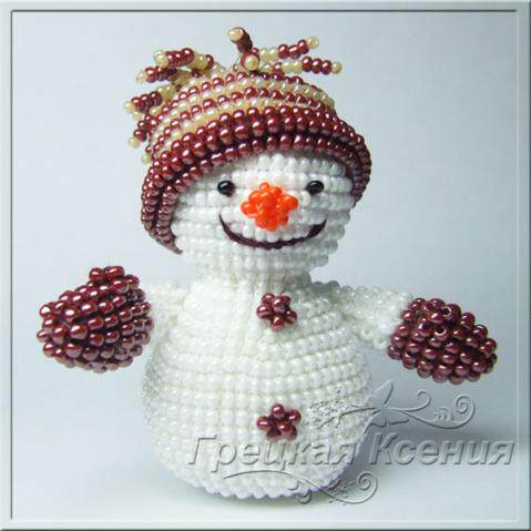 DIY Handmade Beaded Electronic Drawings Snowman WU126 Russian Text Description