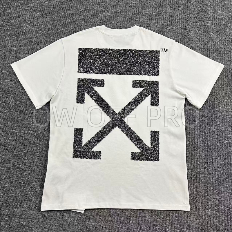 [Embroidery Style] of New F Cherry Blossom Arrow Couple Short Sleeve Ow Loose Unisex Plus Size Printed T-Shirt White