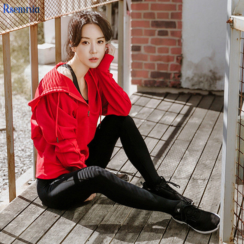 Rsemnia quick-drying yoga suit women's slim professional gym tight thin fitness clothes Autumn and winter sports suit