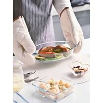 Thickened baking heat insulation and burn-proof gloves resistant to high temperature 300 degrees 2 only commercial microwave oven anti-slip cotton cloth waterproof