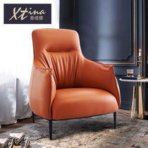 Nordic Italian minimalist sofa Leather high backrest single seat tiger chair Lazy sofa leisure chair ins chair