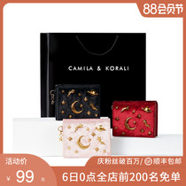 2021 new limited small ck velvet mini short thin wallet starry star moon card bag change womens bag advanced sense