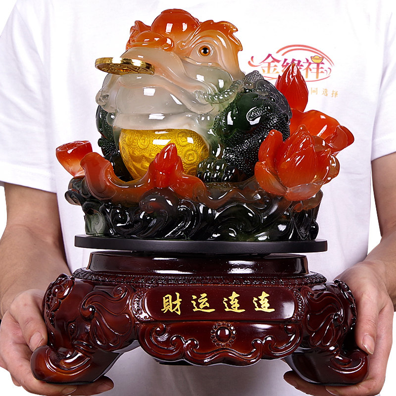 Cash-in-money toads The big number Three foot jade Jade Golden Cicada Toad Office Store Cashier's counter Furnishing Opening Gift