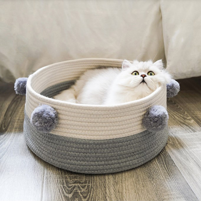 Pet Cat Nest British Short Folding Ear Woven Cat Basket Sleeping Mat All Season Universal Pooch Mat Subnet Red Dog Kennel Pet Bed