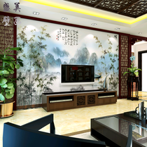  3d Chinese bamboo mural living room 5d TV sofa background wall paper Ink landscape calligraphy and painting office wallpaper