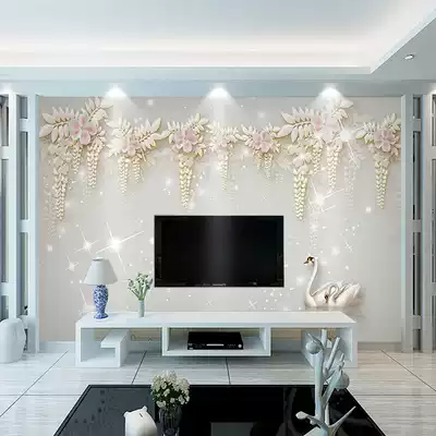5d European TV background wallpaper simple modern 3d three-dimensional living room decoration atmospheric mural bedroom film and television Wall cloth