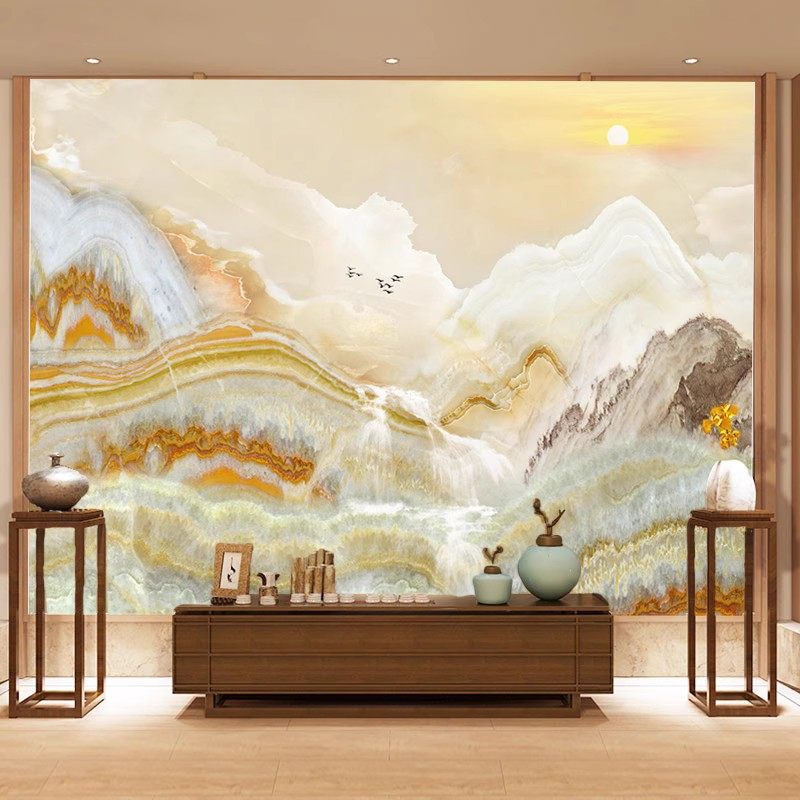 European-style living room TV Bamboo wood fiber integrated wall board bedroom modern custom new Chinese fake mountain buckle board