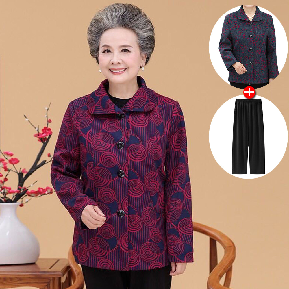 เสื้อแจ็กเก็ตฤดูใบไม้ผลิและฤดูใบไม้ร่วงสำหรับสตรีวัยกลางคนและสูงวัย เสื้อโค้ทเนื้อบางสำหรับคุณแม่ เสื้อผ้าสำหรับสตรีวัย 60–80 ปี