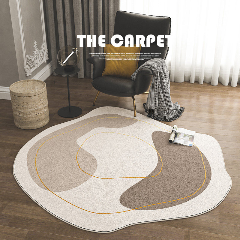 Irregular round carpet bedroom living room study make-up computer chair floor cushion light luxury cat feeling carpet round type
