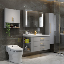 Marble bathroom cabinet combination bathroom smart light luxury modern simple sink washroom wash basin