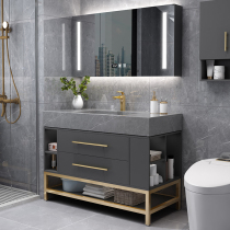 Smart bathroom cabinet combination rock board one washbasin bathroom waterproof wash table Nordic light luxury hand wash face pool