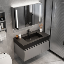 Smart bathroom cabinet combination modern simple light luxury rock slab stone marble toilet wash table hand wash basin