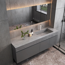 Modern light luxury smart bathroom cabinet combination rock board bathroom wash table hand wash basin custom solid wood