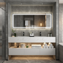 Smart bathroom cabinet combination marble countertop toilet wash table Nordic modern simple hand wash basin cabinet