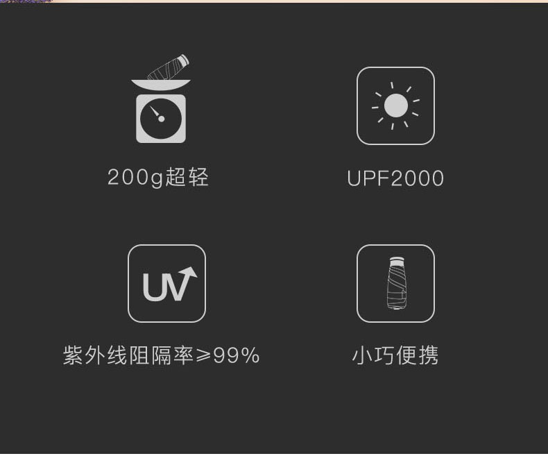 日本 Because 碧蔻资 超轻迷你五折遮阳伞  防晒指数UPF2000 图2