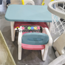 New products South Korea Childrens table and chairs Versatile Building Blocks Study Table Baby Table And Chairs Macaron plastic table and chairs