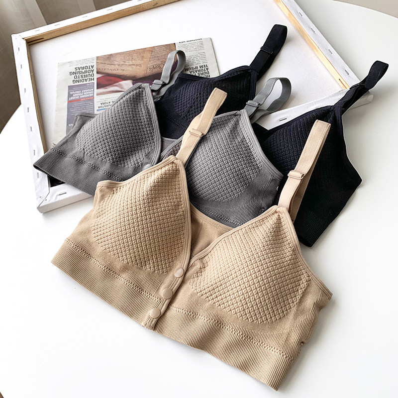 Front buckle no steel ring bra underwear with chest pads sling yoga vest women's sports bottoming breastfeeding tube top wrap chest